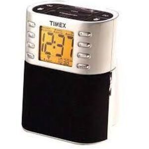 Timex Tuning Clock Radio With MP3 Line & Nature Sounds Silver Black Alarm